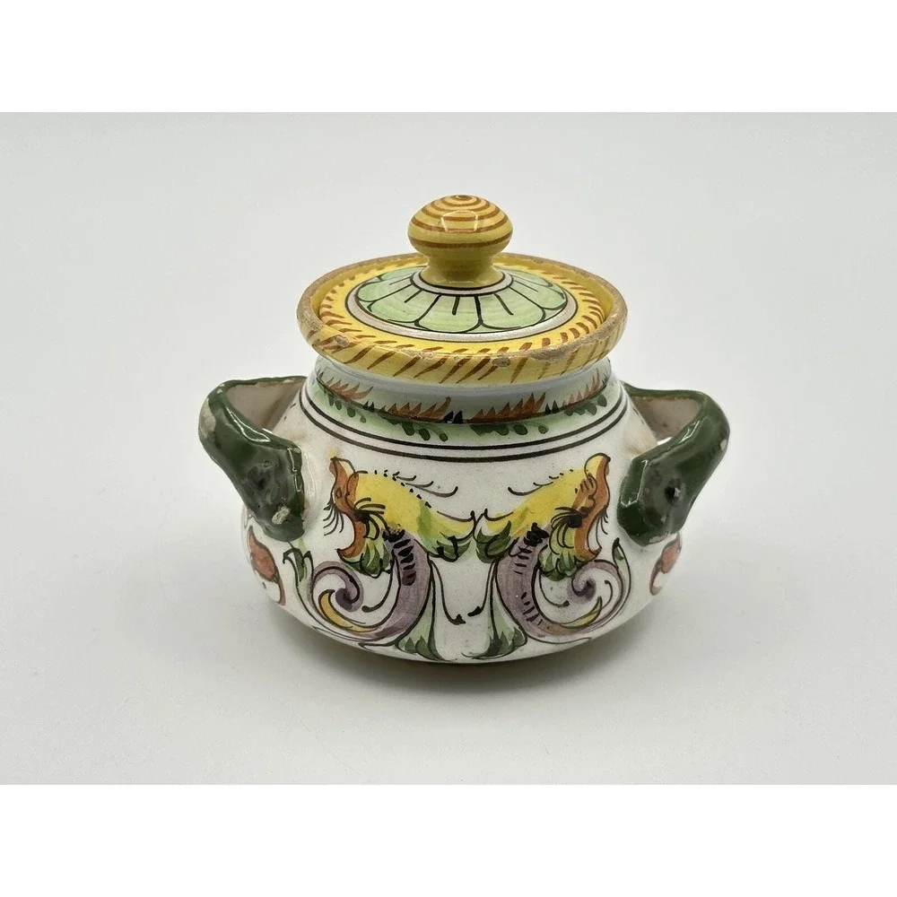 Vintage Fratelli Fanciullacci Hand‑Painted Sugar Bowl — Italian Pottery